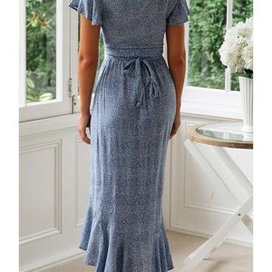Blue Ruffle wrap dress